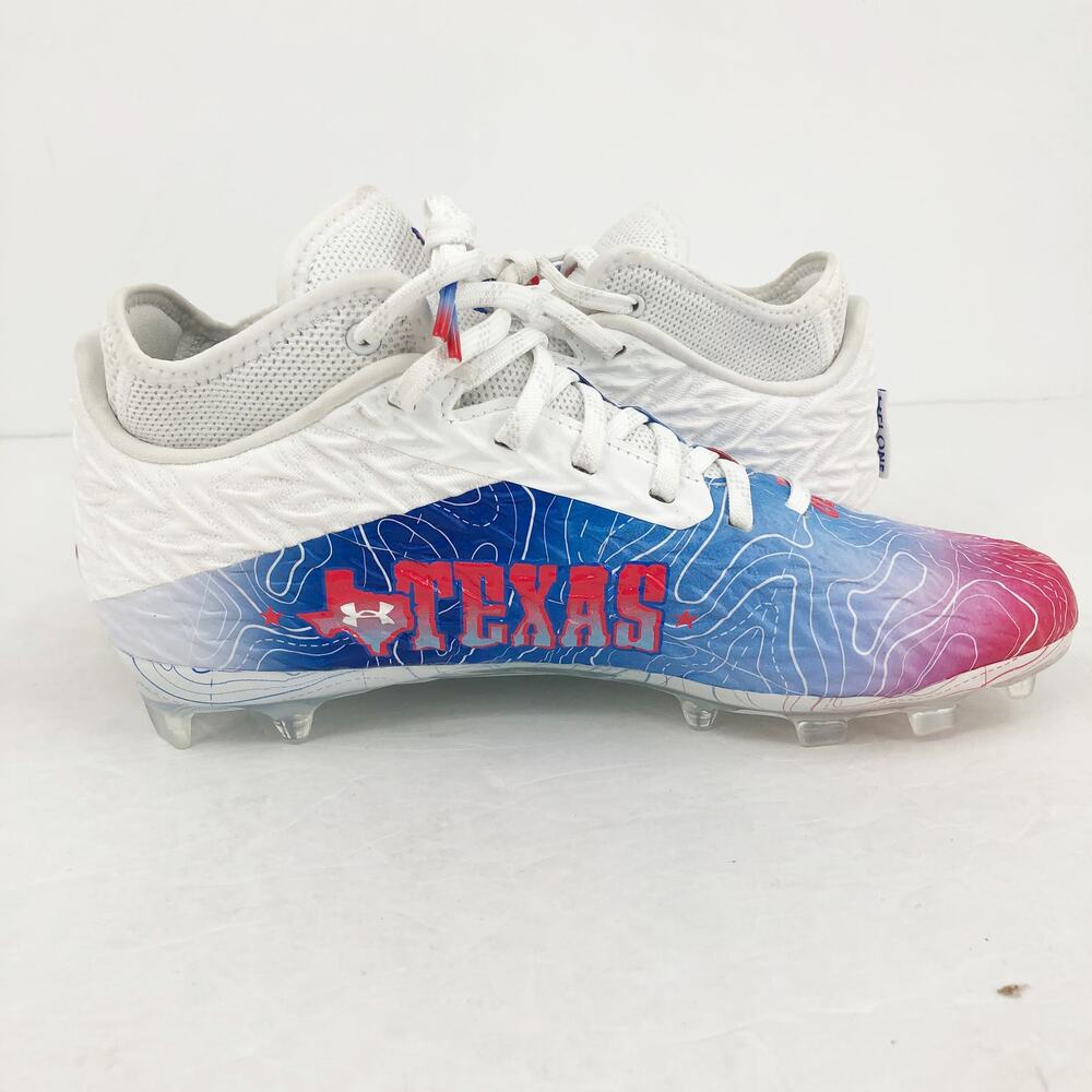 Under Armour Spotlight Clone 4 MC TX Football Cleats Mens 14 White Blue NWOB - Picture 5 of 13